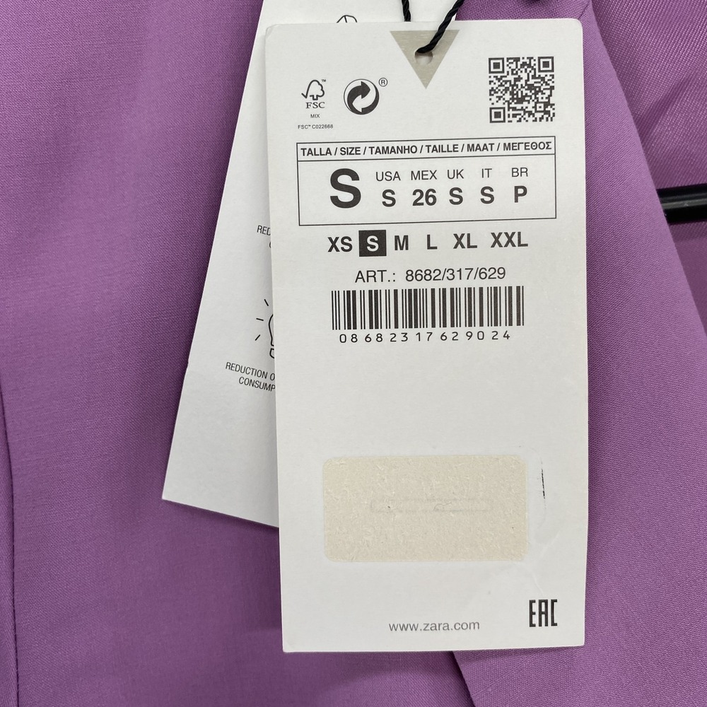 Zara Blazer Dress Womens Small Lilac Cutout One Button Jacket Office Siren - Picture 8 of 15